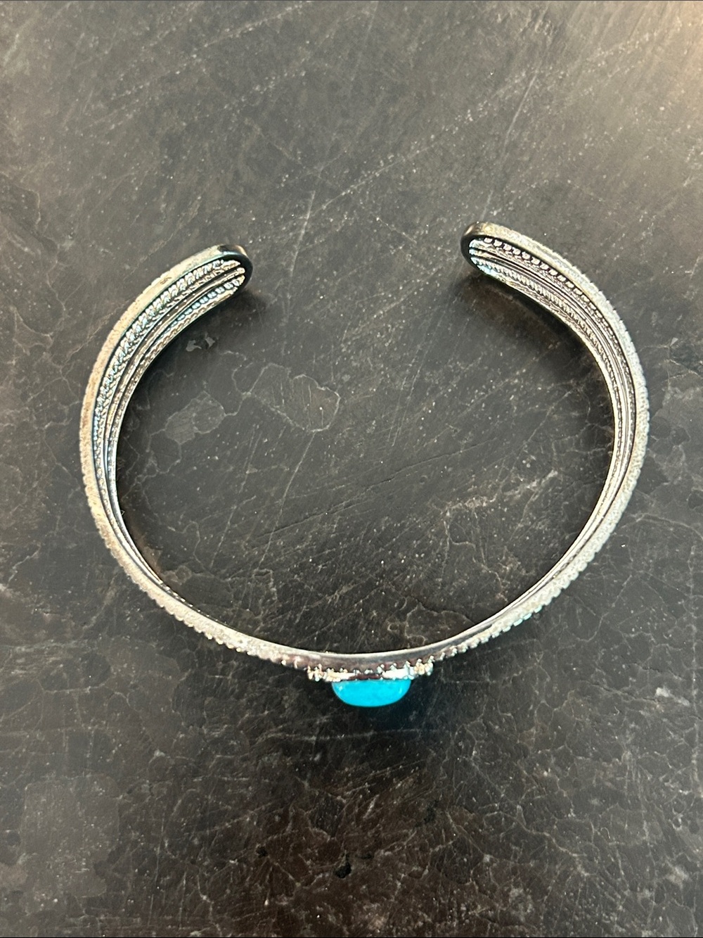 Sterling Silver Cuff with Bright Turquoise Stone - Picture 2 of 7